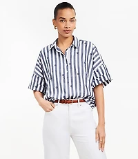 Clip Stripe Henley Dolman Everyday Tunic Shirt