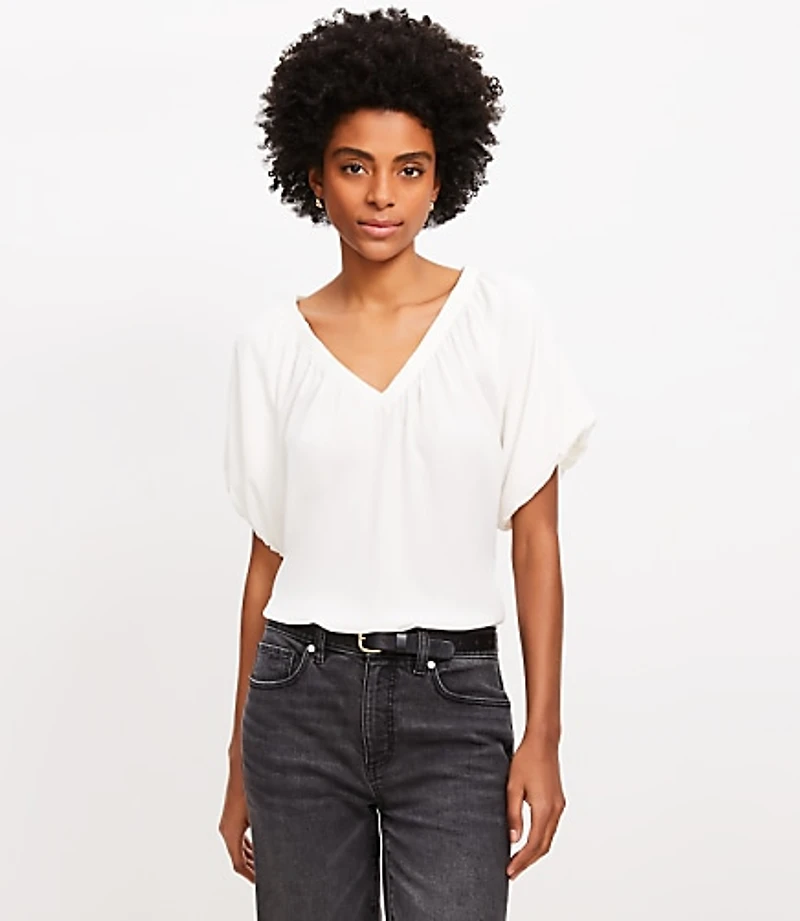V-Neck Mixed Media Top