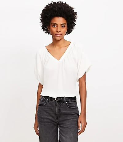 V-Neck Mixed Media Top