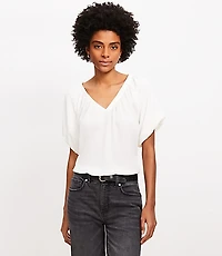 V-Neck Mixed Media Top