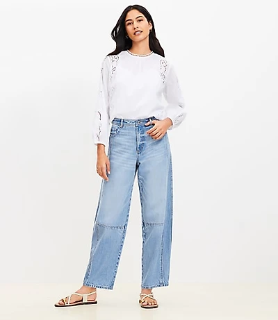 High Rise Barrel Jeans Light Vintage Indigo Wash