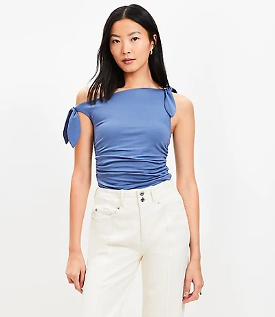 Bow Tie Shirred Top