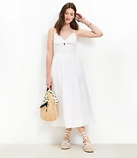 Tie Poplin Midi Pocket Dress