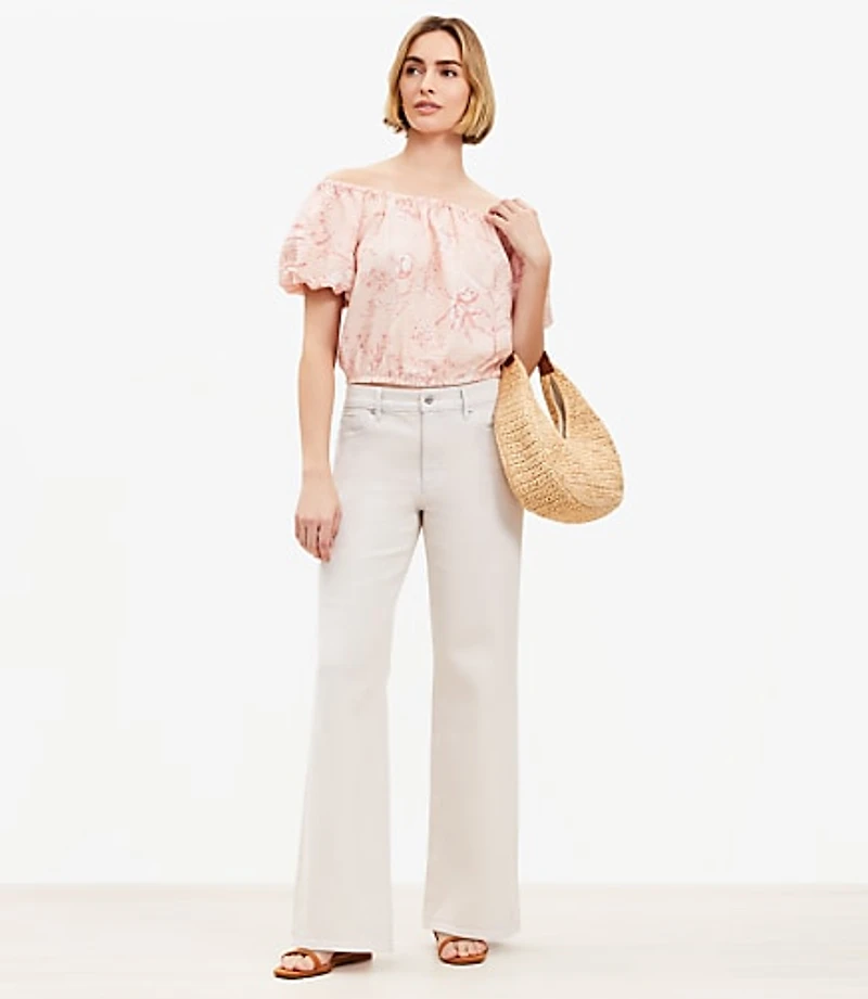 Mid Rise Wide Leg Jeans Washed Pink