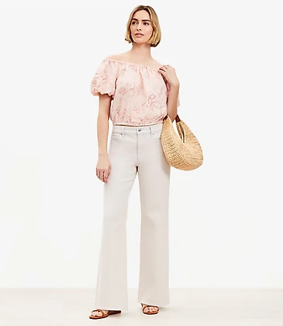 Mid Rise Wide Leg Jeans Washed Pink