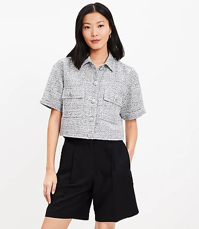 Petite Tweed Short Sleeve Jacket