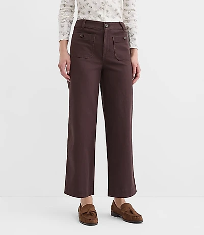 Petite Curvy Palmer Wide Leg Crop Pants Twill