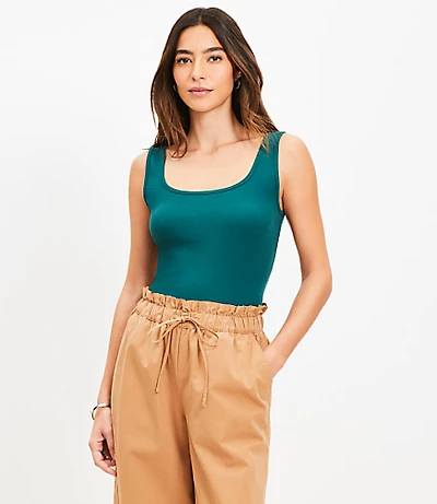 Perfect Ribbed Square Neck Tank Top