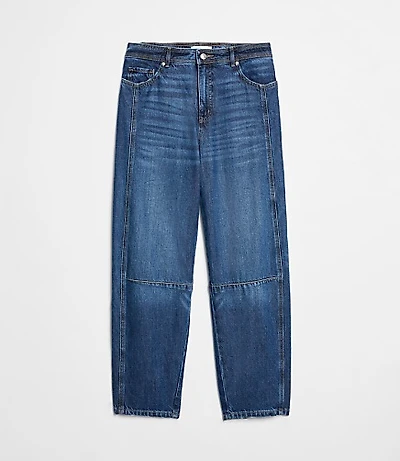 Petite Curvy High Rise Barrel Jeans Dark Wash