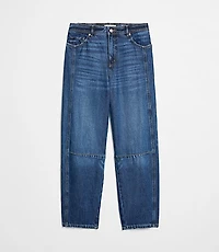 Petite Curvy High Rise Barrel Jeans Dark Wash