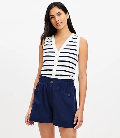 Petite Cuffed Utility Shorts in Twill