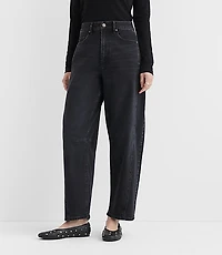 Rivete Tall Curvy Seamed High Rise Barrel Jeans Noir Wash