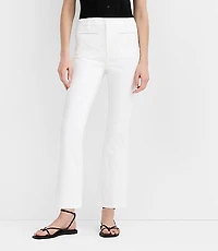 Rivete Tall Curvy Welt Pocket High Rise Kick Crop Jeans White
