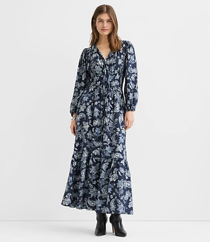 Petite Paisley Bow Maxi Pocket Dress