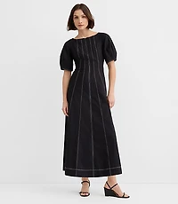 Petite Poplin Seamed Midi Pocket Dress