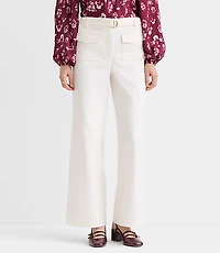 Petite Curvy Belted Palmer Wide Leg Pants Pique