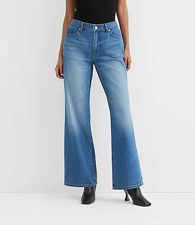Rivete Tall Curvy Mid Rise Wide Leg Jeans Vintage Dark Wash