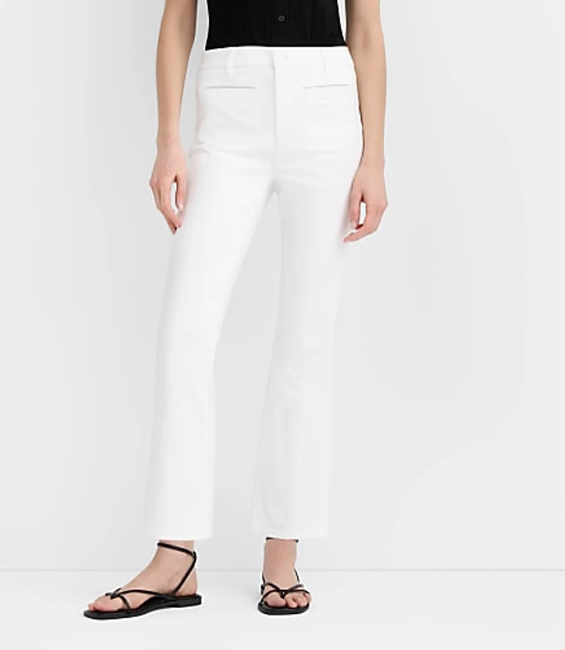 Rivete Curvy Welt Pocket High Rise Kick Crop Jeans White