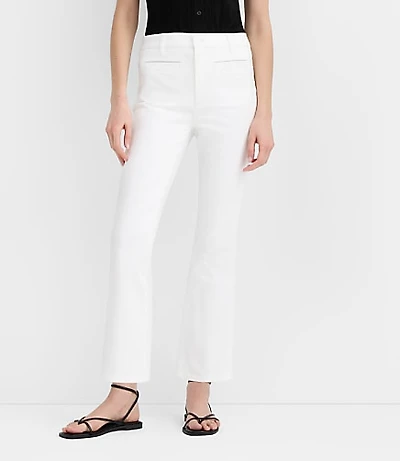 Rivete Curvy Welt Pocket High Rise Kick Crop Jeans White