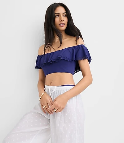 LOFT Beach Eyelet Ruffle Bikini Top