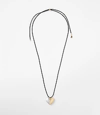 Mixed Metal Heart Pull Tie Necklace