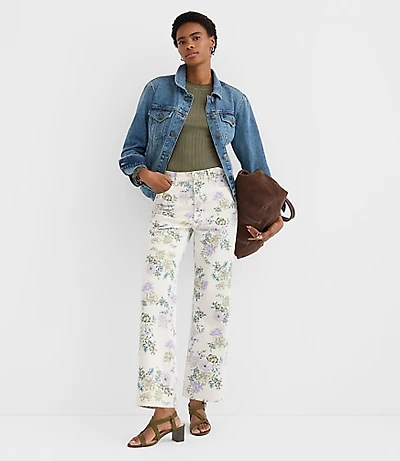 High Rise Straight Jeans in Floral