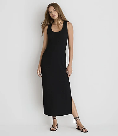 Lou & Grey Crinkle Stripe Scoop Neck Midi Dress