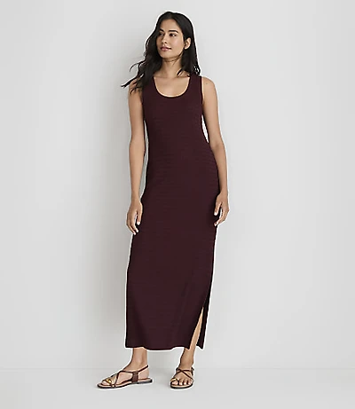 Lou & Grey Crinkle Stripe Scoop Neck Midi Dress