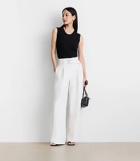 LOFT Versa Crepe Drape Double Belted Wide Leg Pants