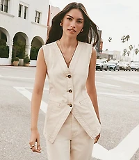 Denim Pocket Vest Ivory