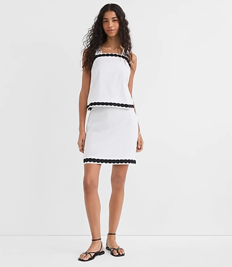 Scalloped Linen Cotton Mini Skirt