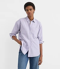Petite Striped Poplin Everyday Oversized Pocket Shirt
