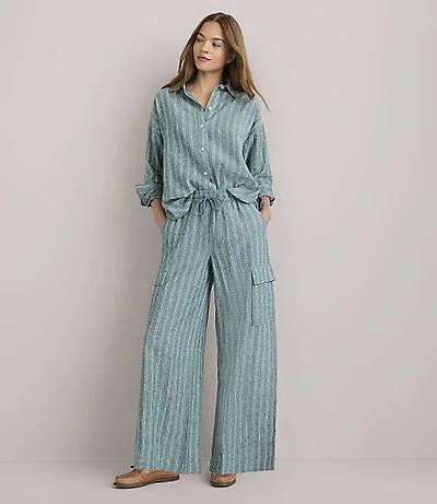 Lou & Grey Striped Linen Cotton Cargo Pants