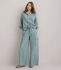 Lou & Grey Striped Linen Cotton Cargo Pants