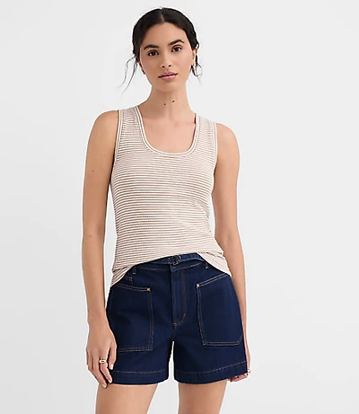 Stripe Perfect Ribbed Scoop Neck Tank Top