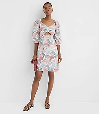 LOFT Beach Palm Linen Cotton Cutout Mini Dress