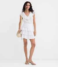 Petite Shirred Ruffle Mini Skirt