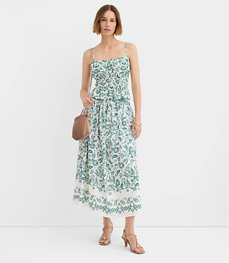 Tall Floral Pull On Midi Skirt