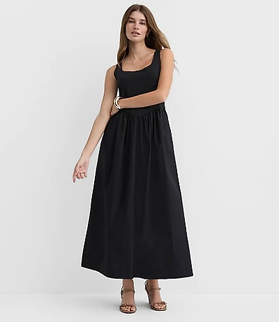 Tall Bustier Mixed Media Midi Pocket Dress