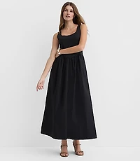Tall Bustier Mixed Media Midi Pocket Dress