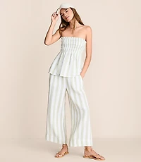 Lou & Grey Striped Triple Cloth Wide Leg Crop Pants
