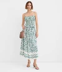 Petite Floral Pull On Midi Skirt