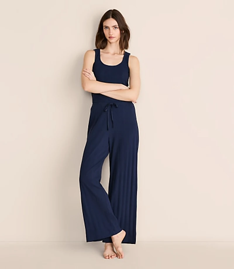 Lou & Grey Pointelle Striped Wide Leg Pajama Pants