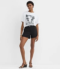 Petite Cuffed Shorts Doubleweave