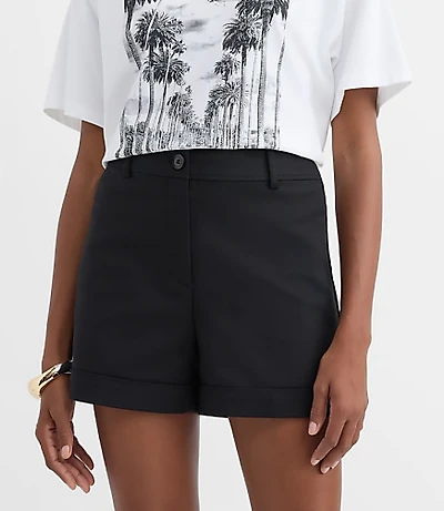 Petite Curvy Cuffed Shorts Doubleweave