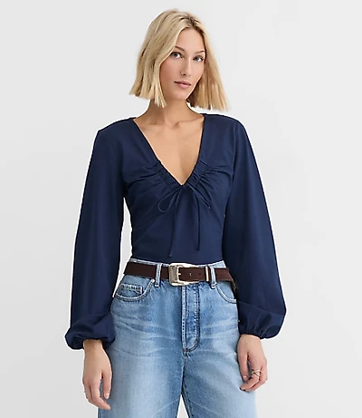 Cinched Tie Neck Top