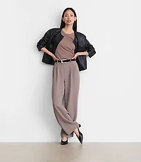 Tall LOFT Versa Crepe Drape Pleated Relaxed Straight Pants