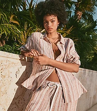 Petite Lou & Grey Striped Linen Cotton Shirt