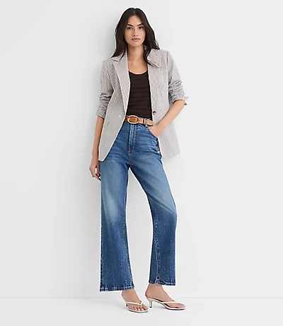 Striped Seersucker Fitted Blazer