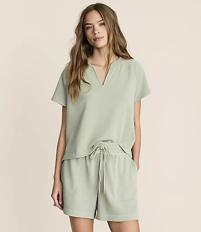 Petite Lou & Grey Garment Dyed Terrysoft Split Neck Tee